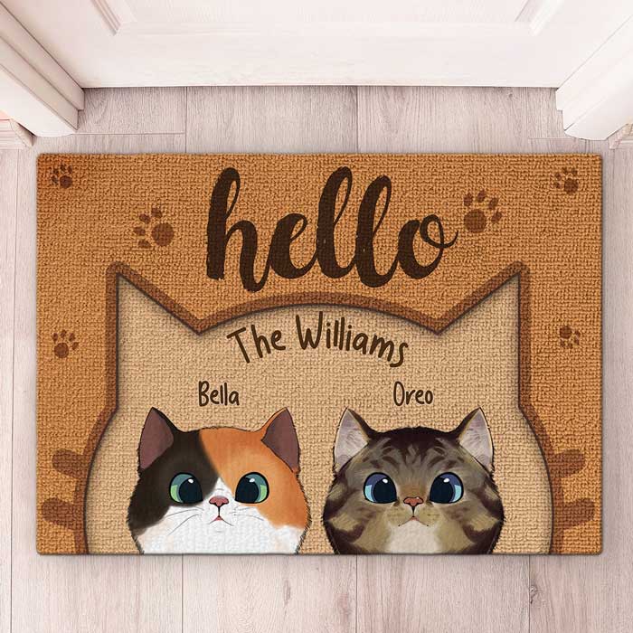 Hello Human, Welcome To Our Home - Cat Personalized Custom Decorative Mat - Gift For Pet Owners, Pet Lovers