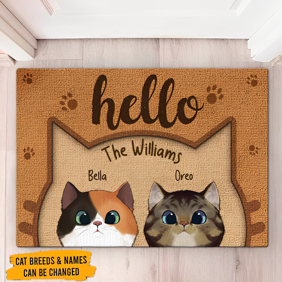 Hello Human, Welcome To Our Home - Cat Personalized Custom Decorative Mat - Gift For Pet Owners, Pet Lovers
