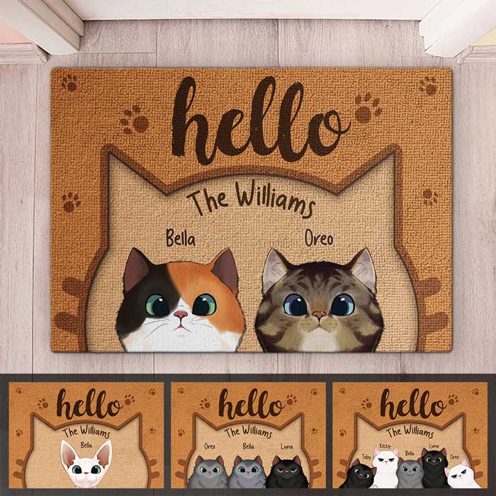 Hello Human, Welcome To Our Home - Cat Personalized Custom Decorative Mat - Gift For Pet Owners, Pet Lovers