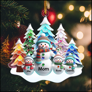 Nana/Mom Snowman With Baby Kids - Personalized Ornament