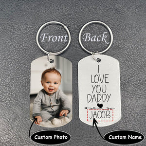 Personalized Photo Keychain Gift For Dad-I Love You Daddy-Custom Keychain with Picture-Special Gift For Father-Gift From Kids
