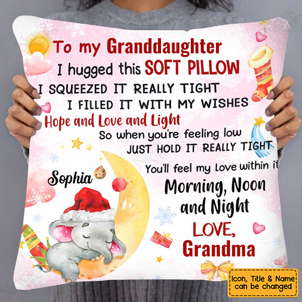 Personalized Elephant To My Granddaughter Christmas Pillow