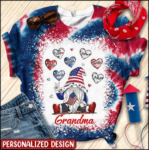 Personalized Grandma Mom Dwarf Ang Heart Grandkids 4th Of July 3D T-shirt