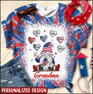 Personalized Grandma Mom Dwarf Ang Heart Grandkids 4th Of July 3D T-shirt