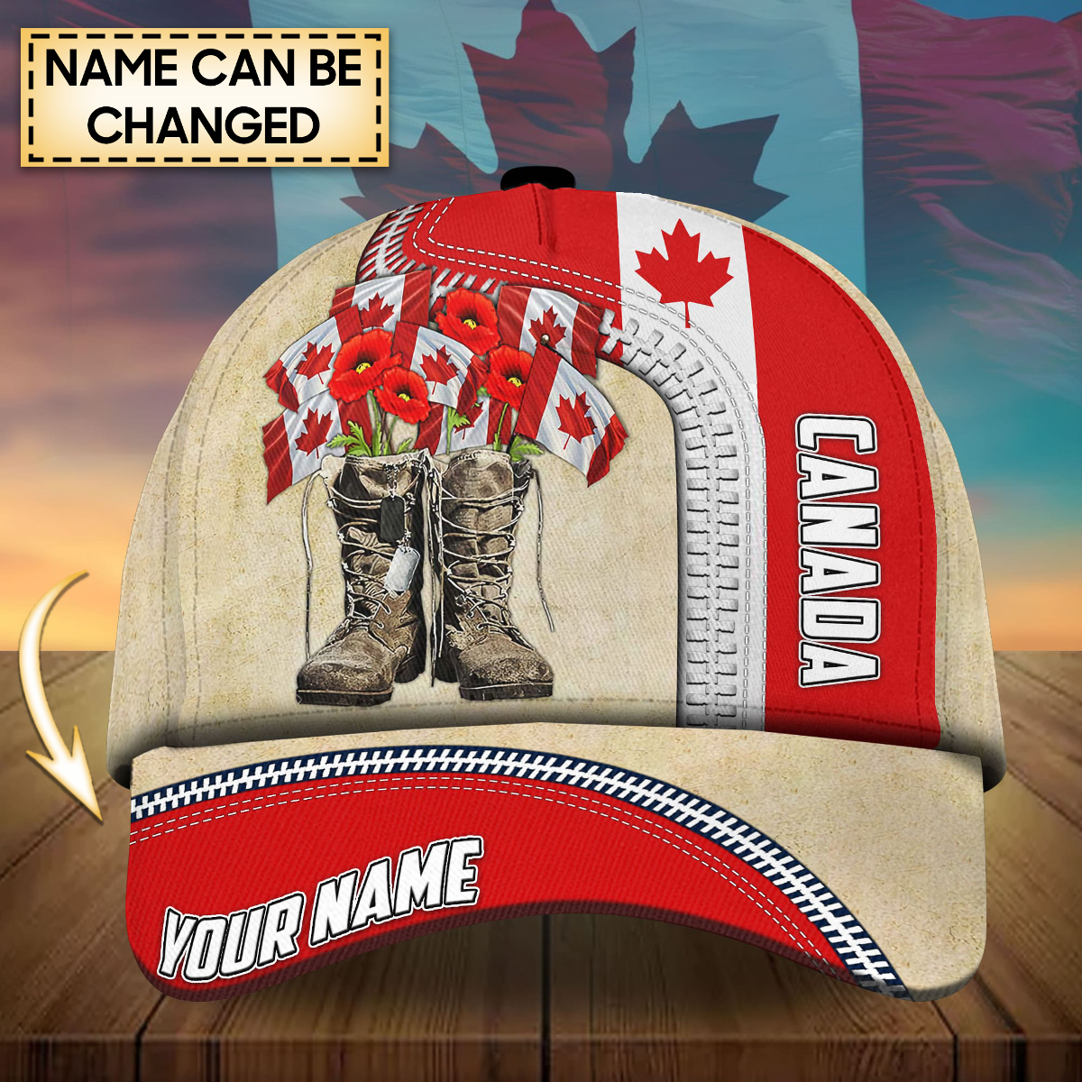 PERSONALIZED CANADA VETERAN MEMORIAL DAY 3D CAP